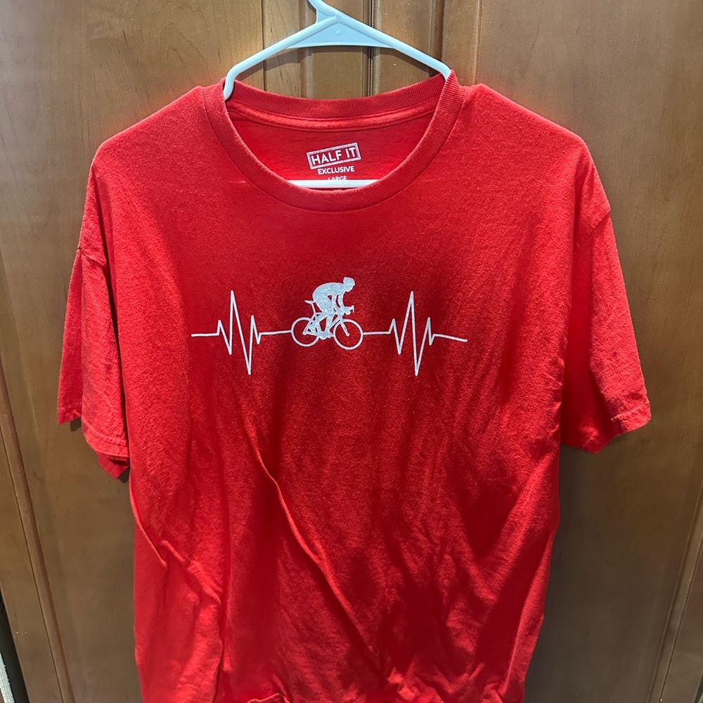 Half It Men's Red Cycling Graphic T-Shirt